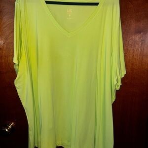 Elle Bright Green V-Neck Short Sleeve Top